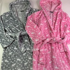 Eddie Bauer Robe Set Of 2 Girls / Kids Medium 10/12 Pink And Grey 100% Polyester